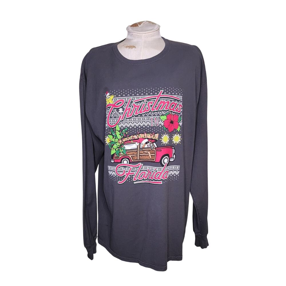 Buc-ee's Gray Long Sleeve Christmas in Florida Long Sleeve Shirt Size AXL‎